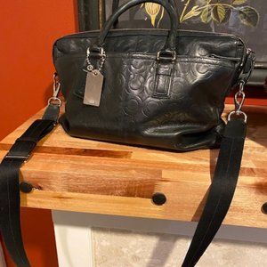 COACH Black Leather Briefcase Bag
